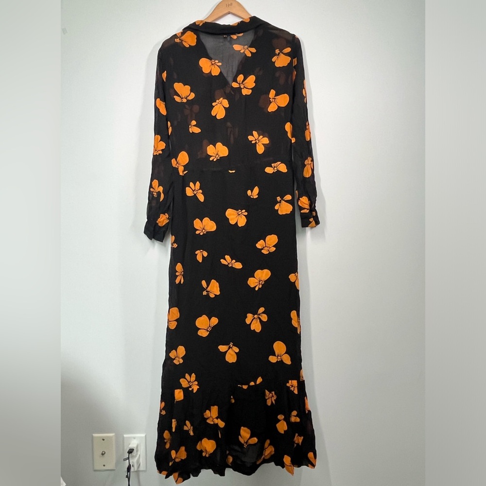 Ganni Black and Orange Floral Maxi Dress - Picture 4 of 8